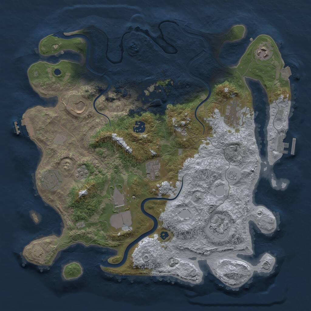 Rust Map: Procedural Map, Size: 3750, Seed: 541194225, 16 Monuments