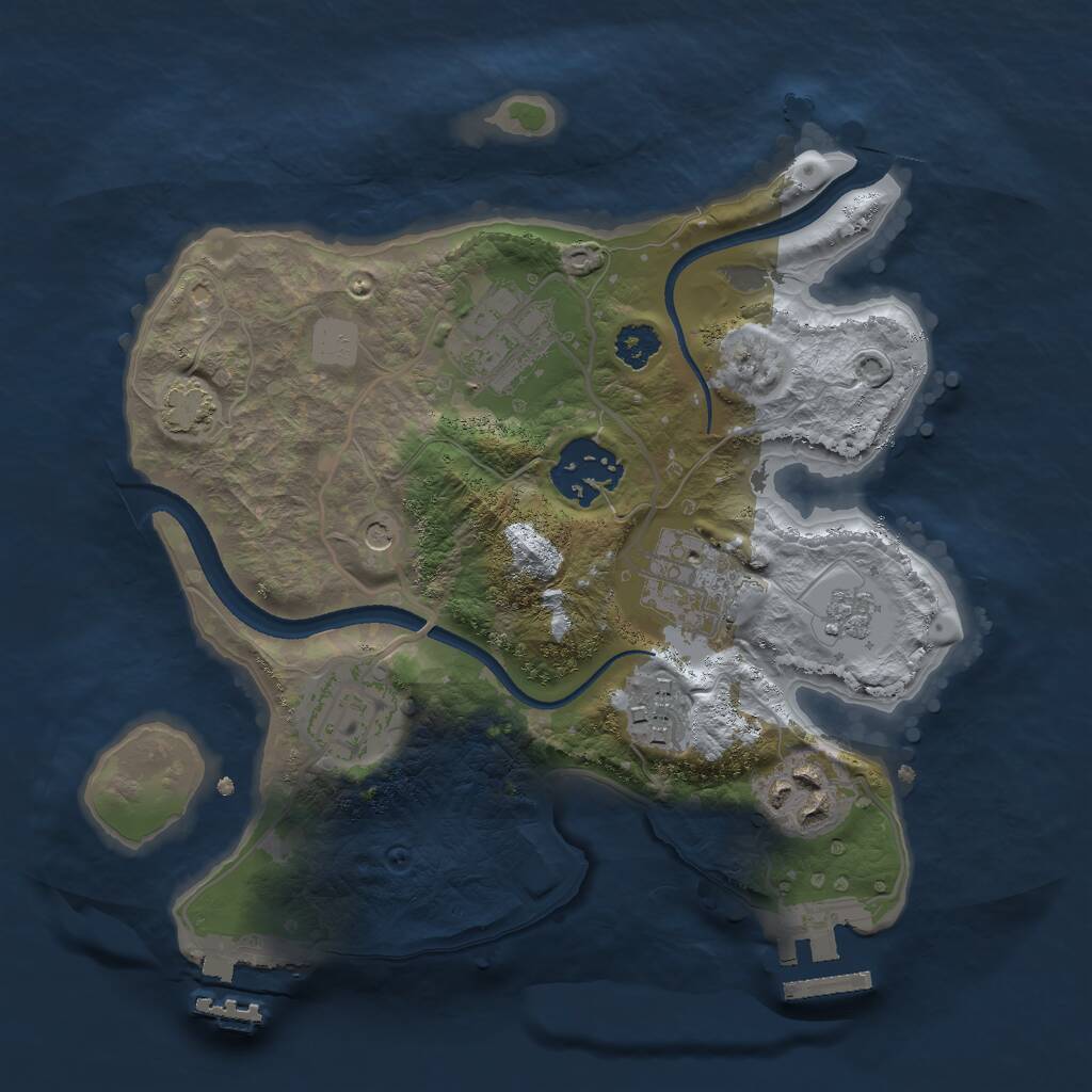 Rust Map: Procedural Map, Size: 2500, Seed: 131234351, 12 Monuments