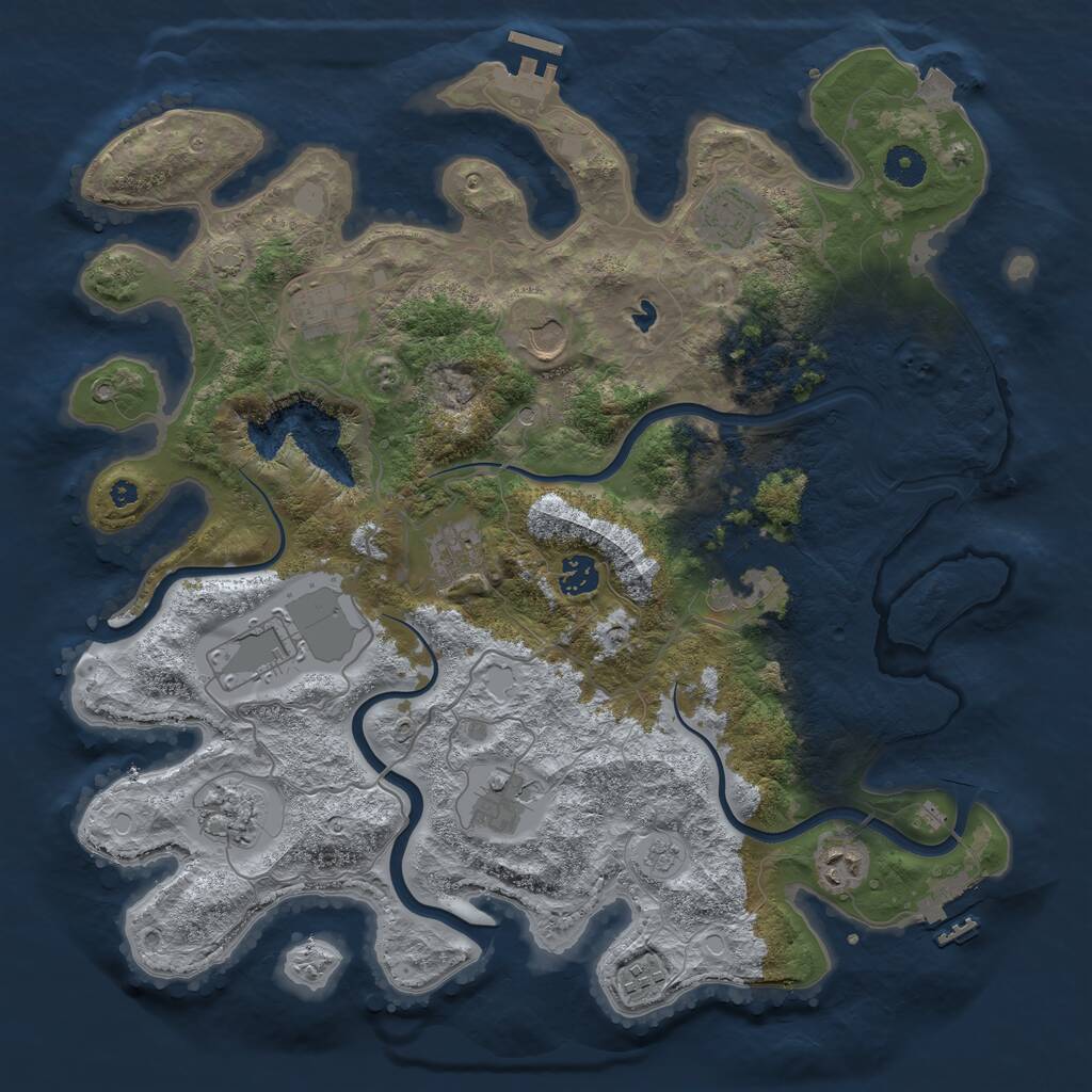 Rust Map: Procedural Map, Size: 4000, Seed: 166151808, 17 Monuments