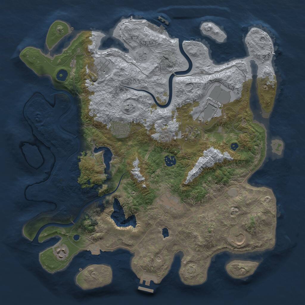 Rust Map: Procedural Map, Size: 4000, Seed: 729484, 15 Monuments