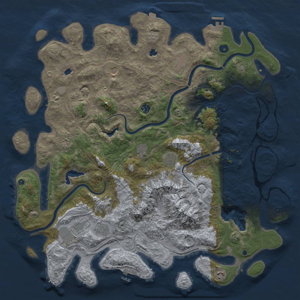Rust Map: Procedural Map, Size: 5000, Seed: 1110874180, 16 Monuments