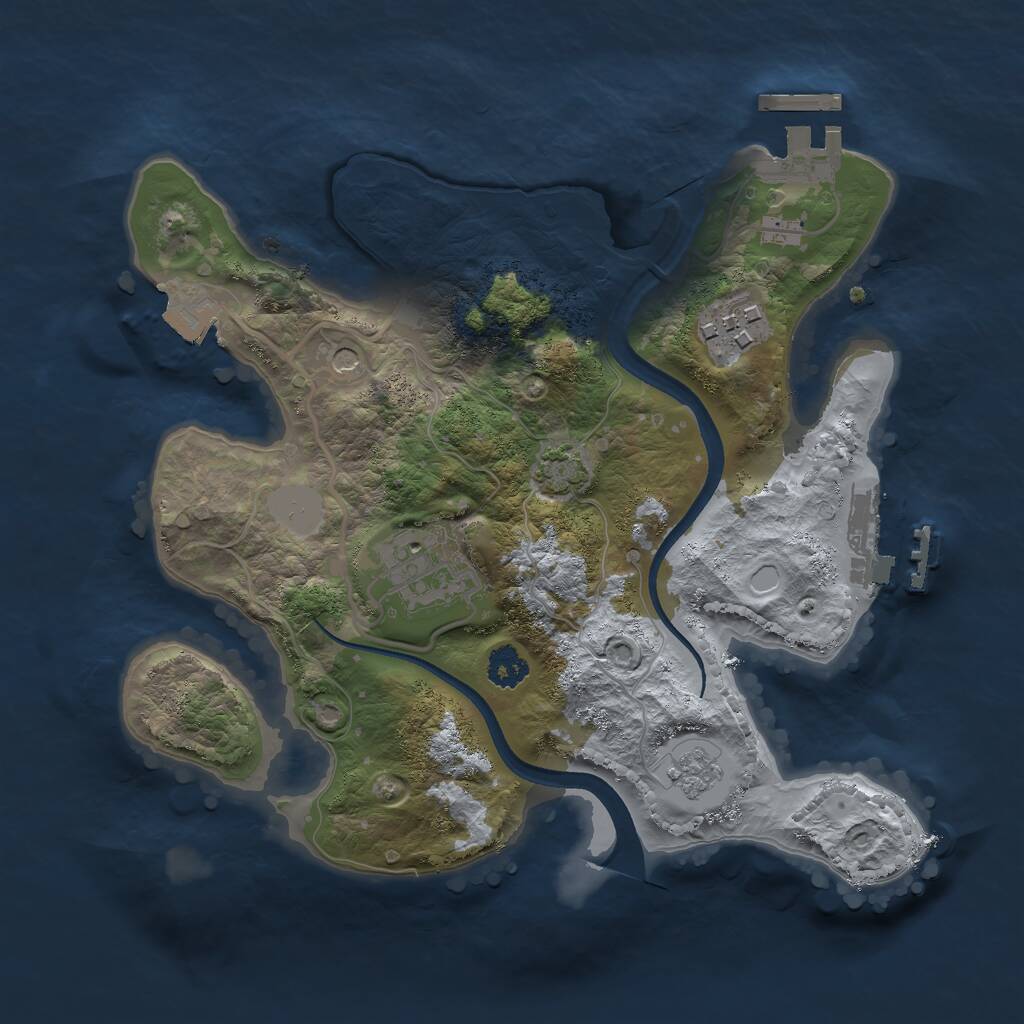 Rust Map: Procedural Map, Size: 2500, Seed: 582456141, 8 Monuments