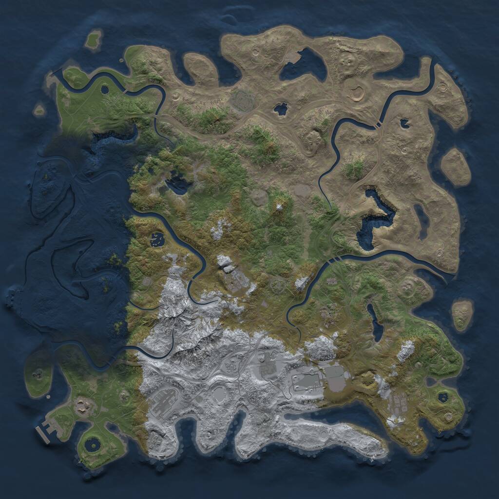 Rust Map: Procedural Map, Size: 5000, Seed: 358845597, 17 Monuments