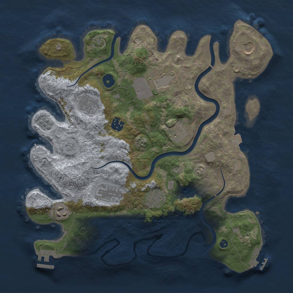 Rust Map: Procedural Map, Size: 3500, Seed: 345444, 15 Monuments