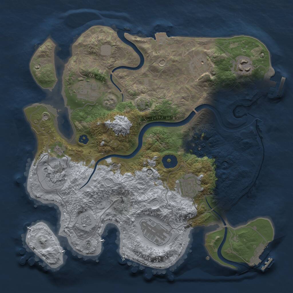 Rust Map: Procedural Map, Size: 3000, Seed: 1709691268, 13 Monuments