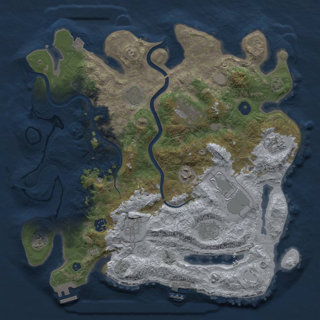 Rust Map: Procedural Map, Size: 3750, Seed: 1301899890, 15 Monuments