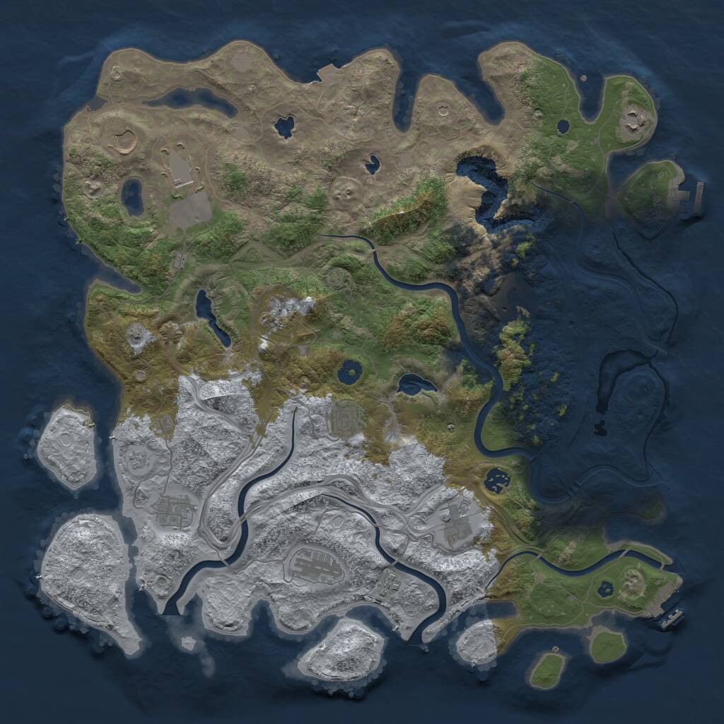 Rust Map: Procedural Map, Size: 4500, Seed: 2126431637, 17 Monuments