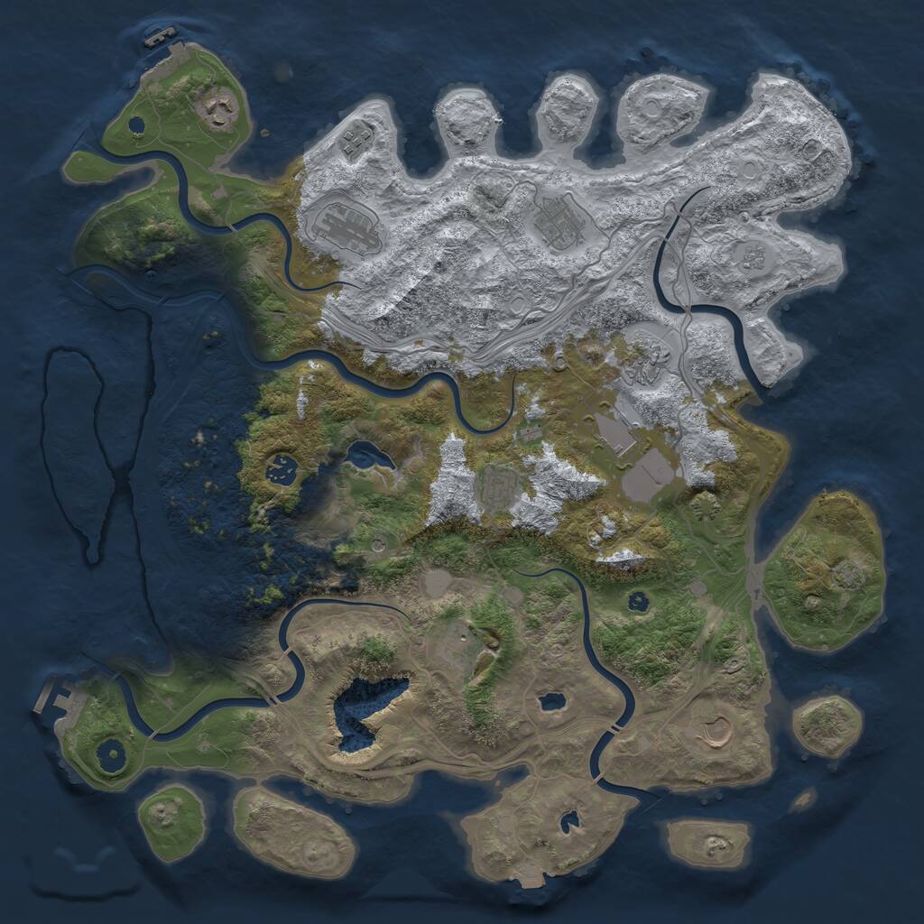 Rust Map: Procedural Map, Size: 4500, Seed: 1845999370, 16 Monuments