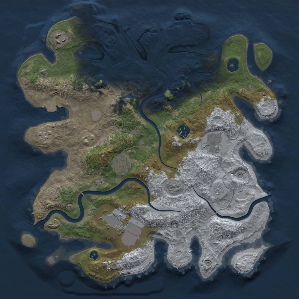 Rust Map: Procedural Map, Size: 3500, Seed: 108946693, 12 Monuments