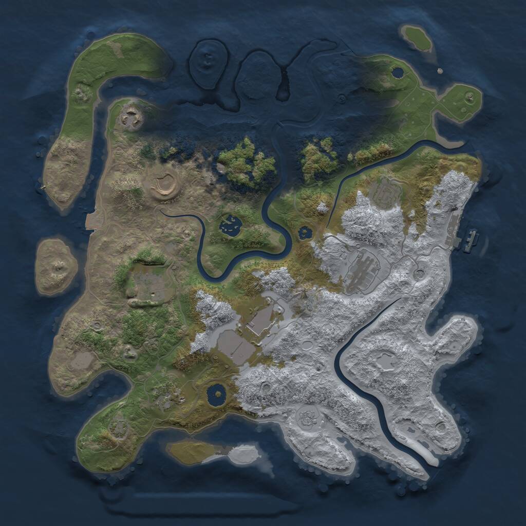 Rust Map: Procedural Map, Size: 3750, Seed: 469418977, 14 Monuments
