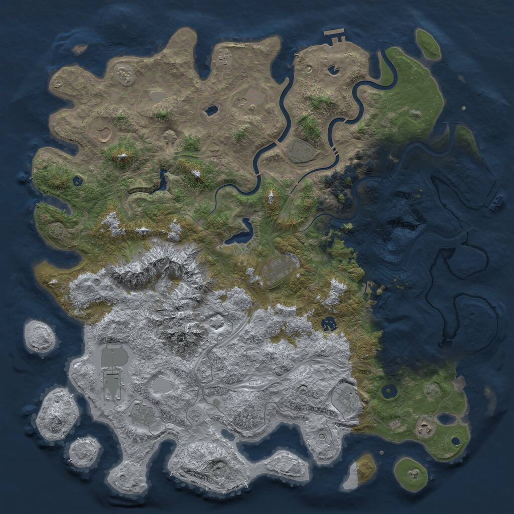 Rust Map: Procedural Map, Size: 5100, Seed: 104948197, 16 Monuments