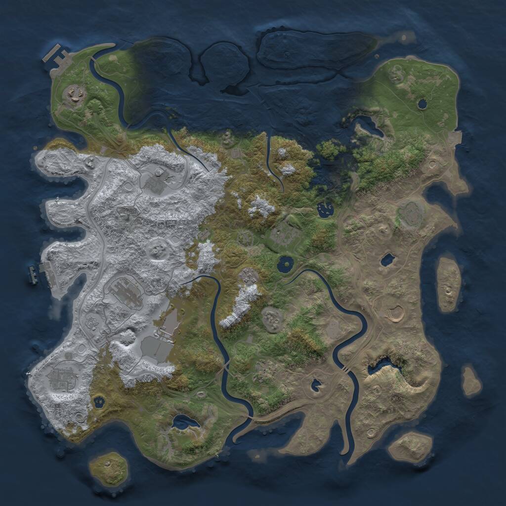 Rust Map: Procedural Map, Size: 4500, Seed: 1356510806, 17 Monuments