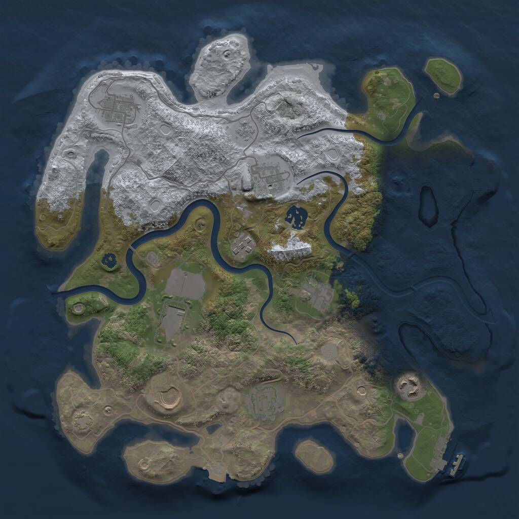 Rust Map: Procedural Map, Size: 3500, Seed: 1141483166, 15 Monuments