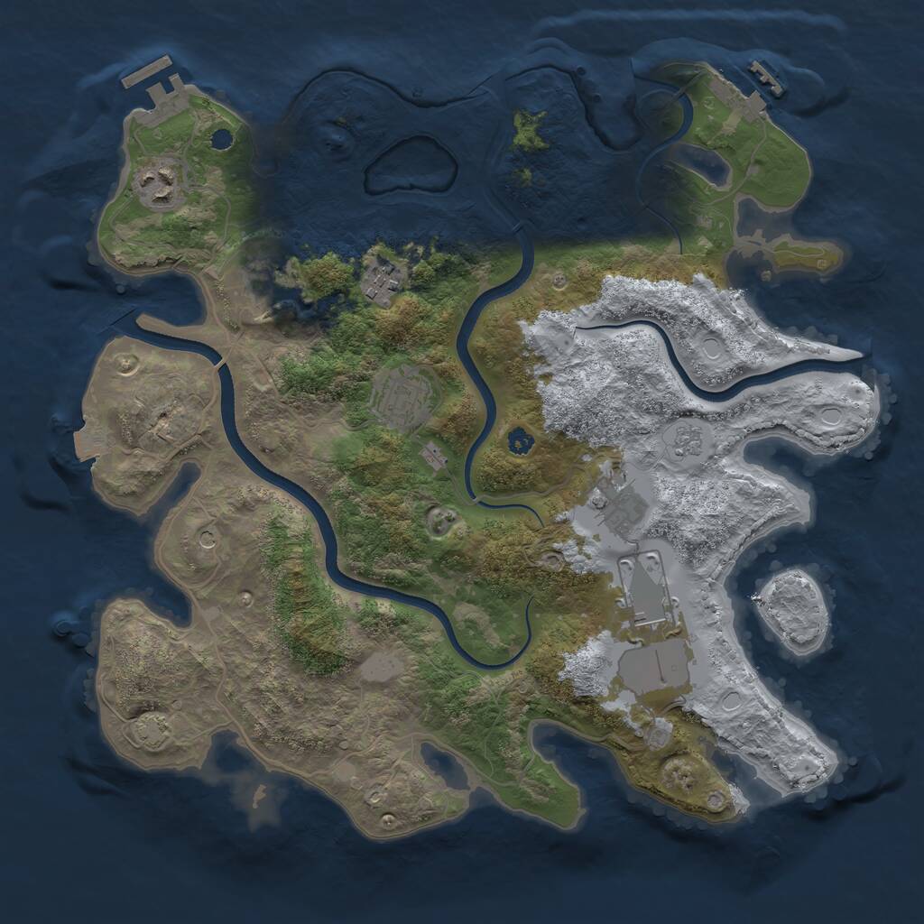 Rust Map: Procedural Map, Size: 3500, Seed: 1224564, 12 Monuments