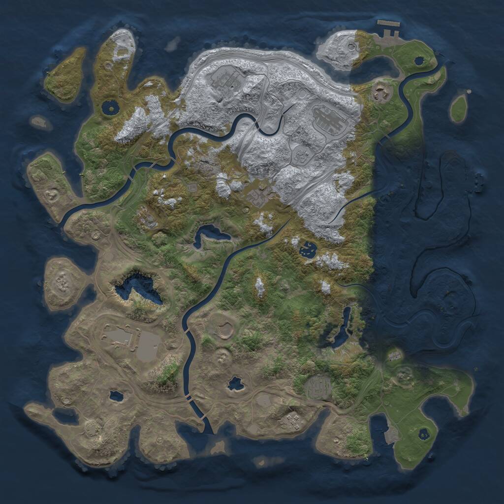 Rust Map: Procedural Map, Size: 4500, Seed: 673636, 16 Monuments