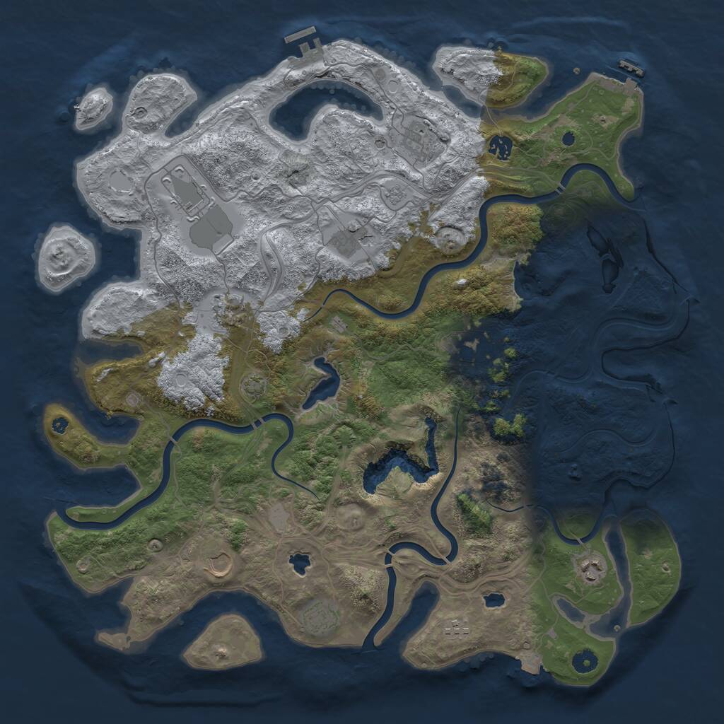 Rust Map: Procedural Map, Size: 4500, Seed: 283055936, 16 Monuments