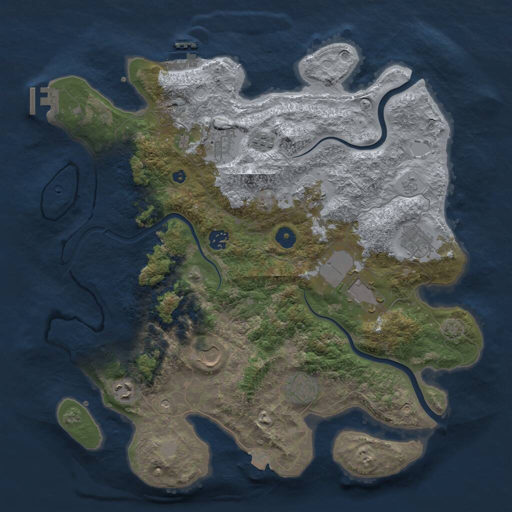 Rust Map: Procedural Map, Size: 3800, Seed: 7205620, 15 Monuments