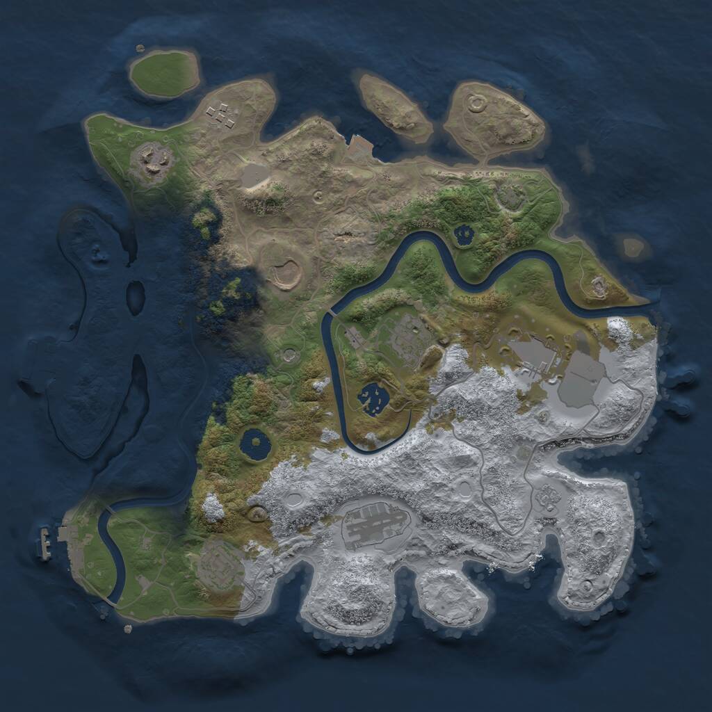 Rust Map: Procedural Map, Size: 3500, Seed: 1735620945, 14 Monuments
