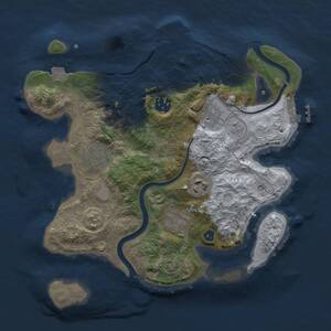 Thumbnail Rust Map: Procedural Map, Size: 3000, Seed: 100402205, 11 Monuments