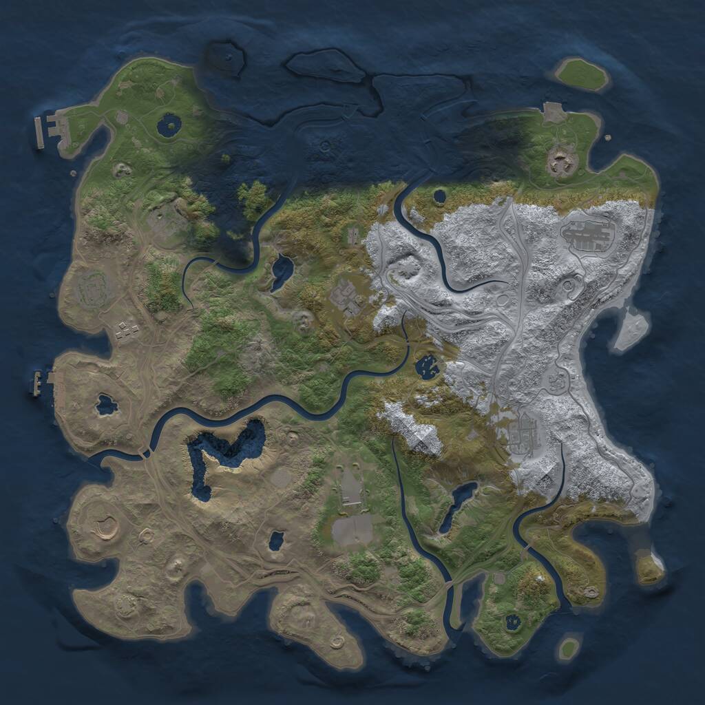 Rust Map: Procedural Map, Size: 4500, Seed: 625827583, 16 Monuments