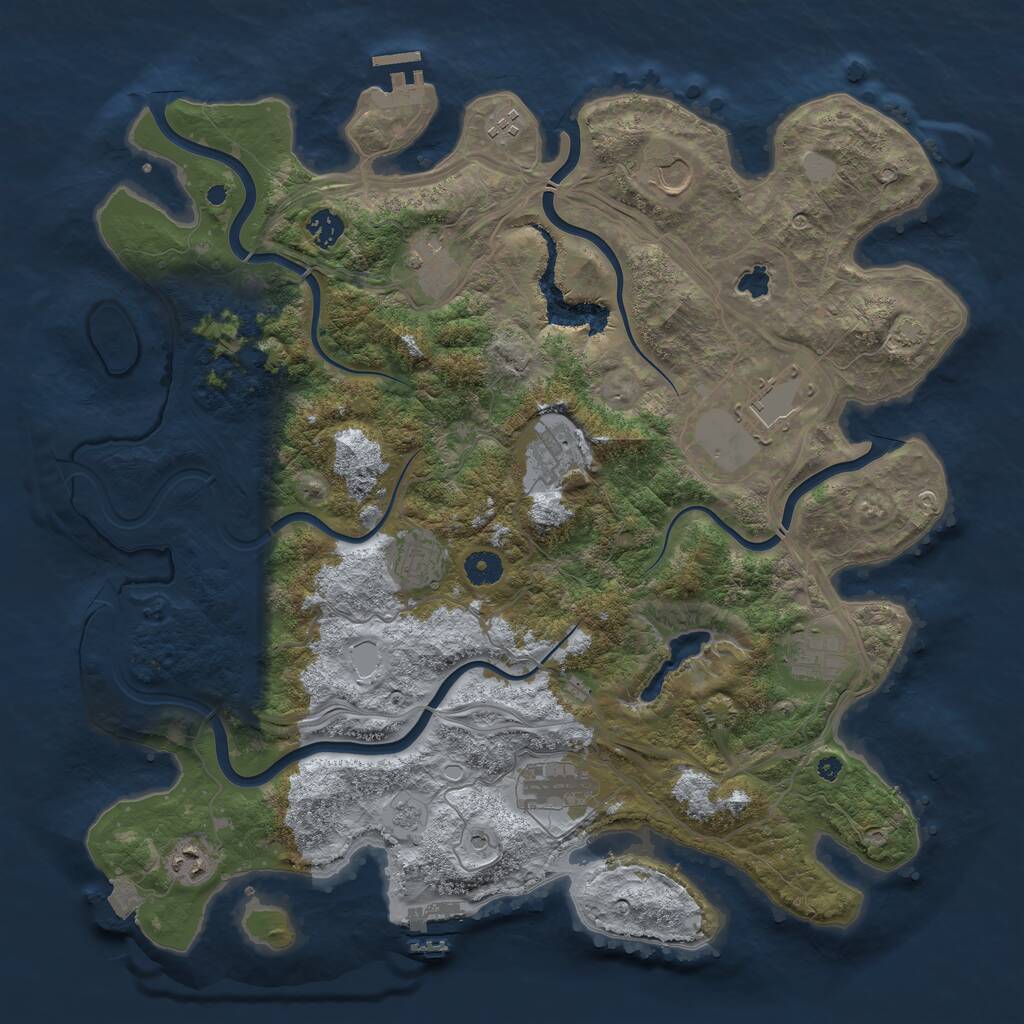 Rust Map: Procedural Map, Size: 4250, Seed: 1833655871, 16 Monuments