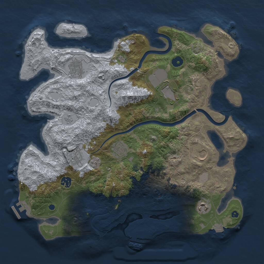 Rust Map: Procedural Map, Size: 3700, Seed: 2082929103, 15 Monuments
