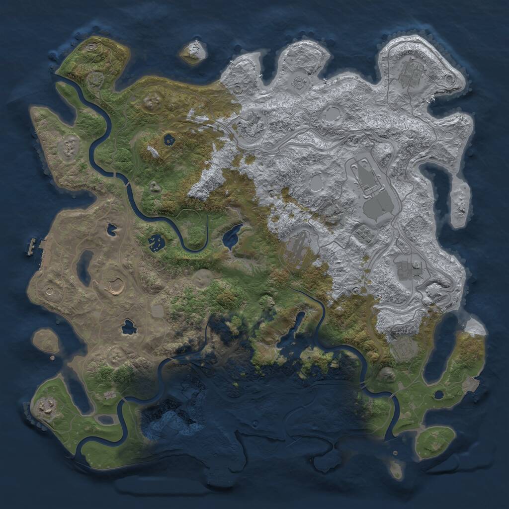 Rust Map: Procedural Map, Size: 4500, Seed: 236586558, 16 Monuments