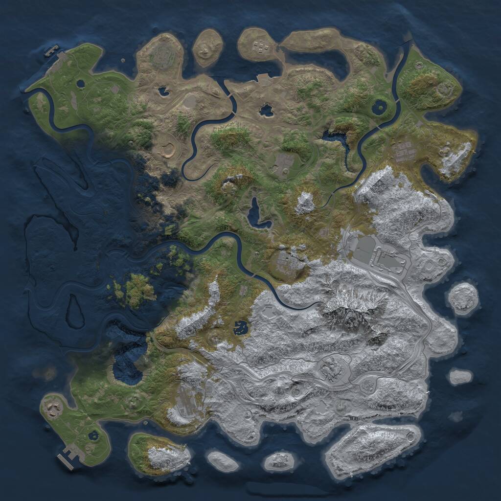Rust Map: Procedural Map, Size: 5000, Seed: 2145692363, 17 Monuments