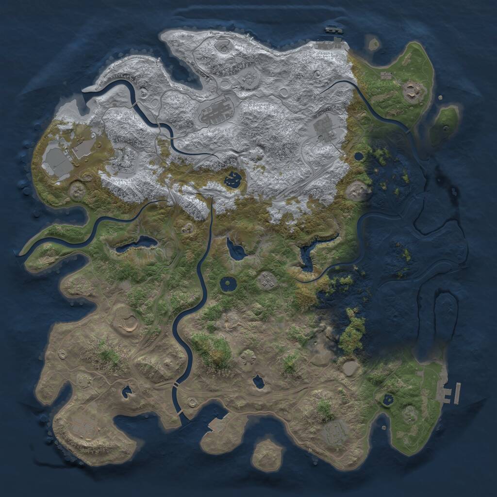 Rust Map: Procedural Map, Size: 4600, Seed: 51248, 17 Monuments