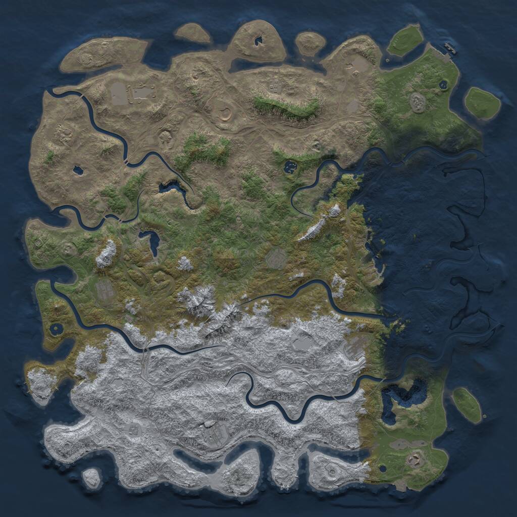 Rust Map: Procedural Map, Size: 6000, Seed: 448375141, 17 Monuments