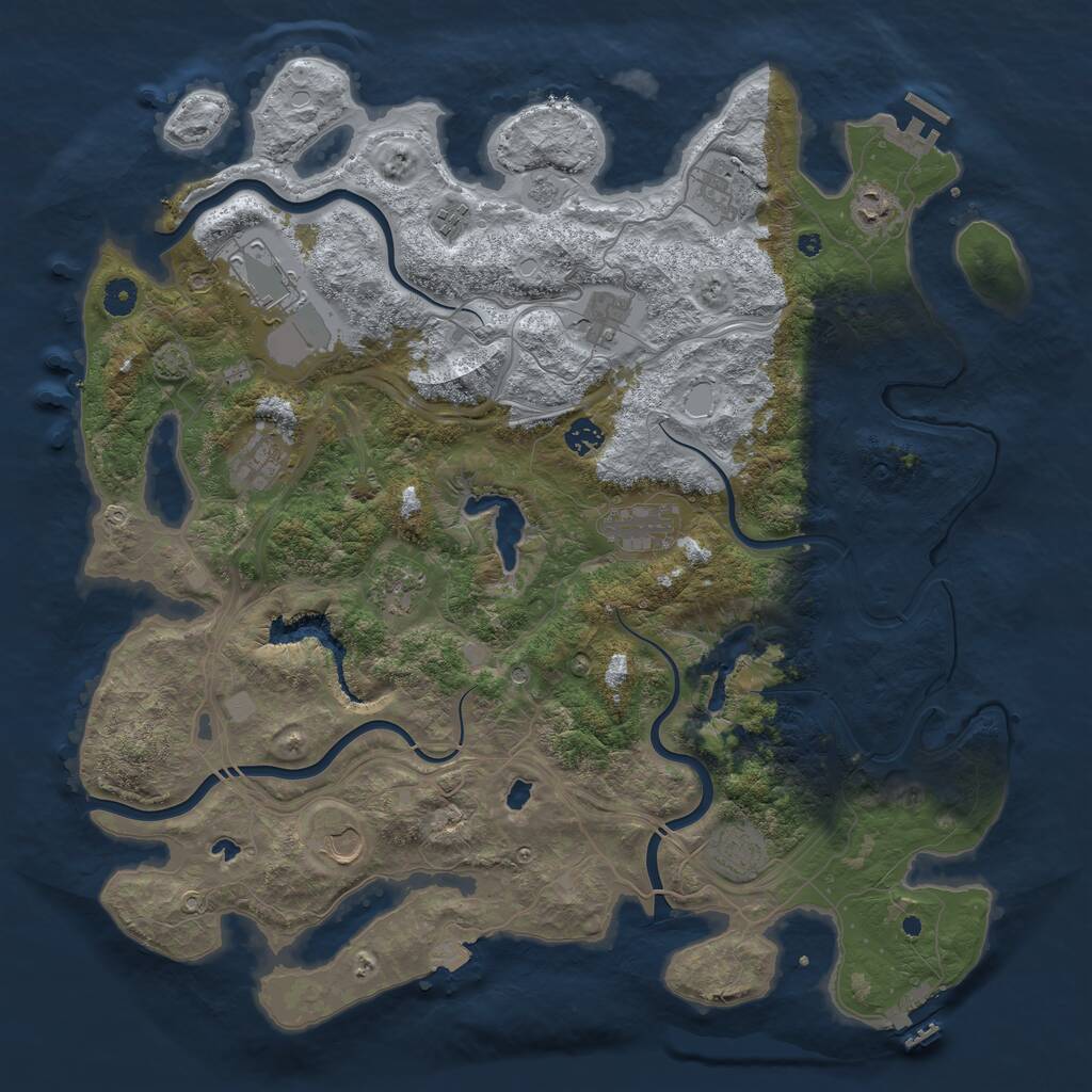 Rust Map: Procedural Map, Size: 4500, Seed: 245108387, 17 Monuments