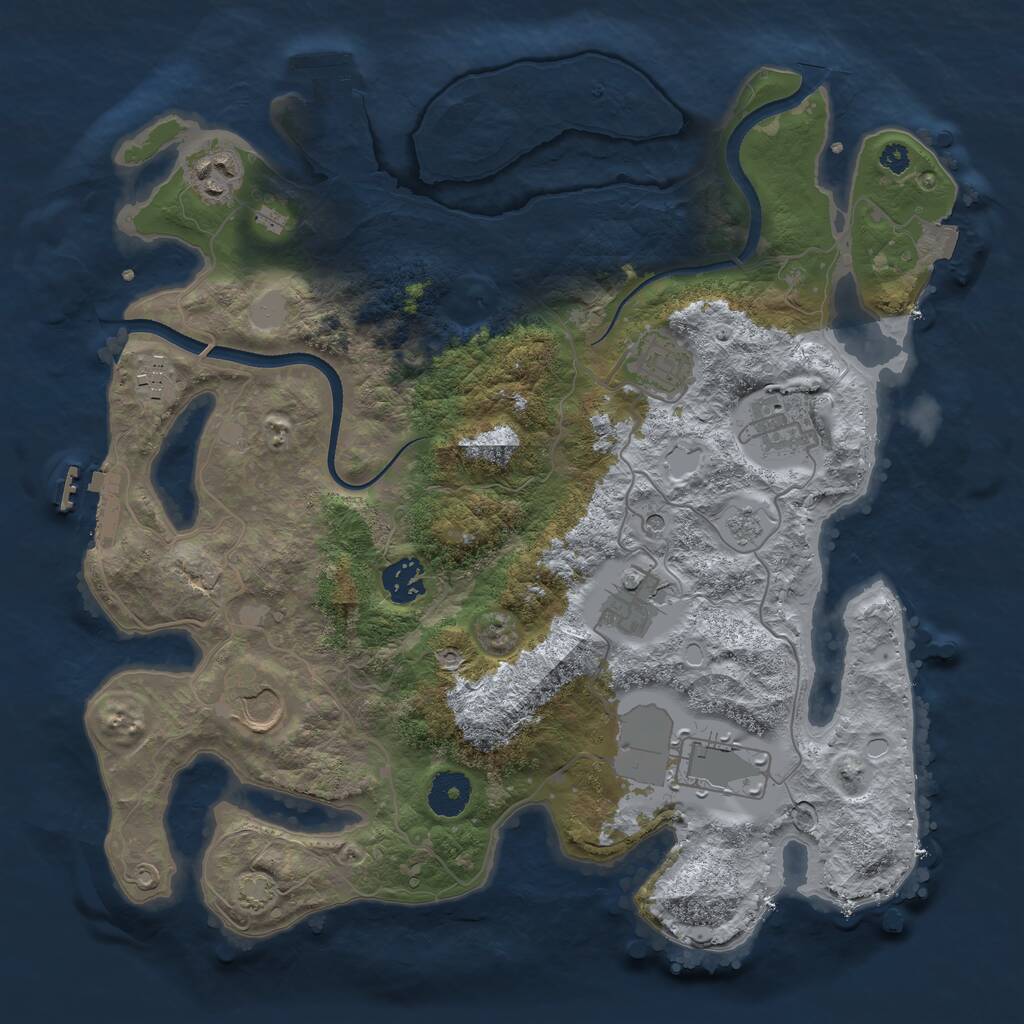 Rust Map: Procedural Map, Size: 3500, Seed: 94146244, 14 Monuments