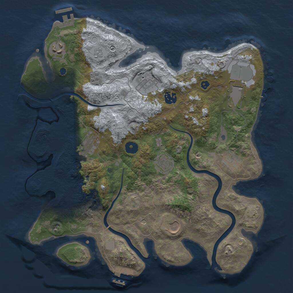 Rust Map: Procedural Map, Size: 3500, Seed: 1934315609, 15 Monuments