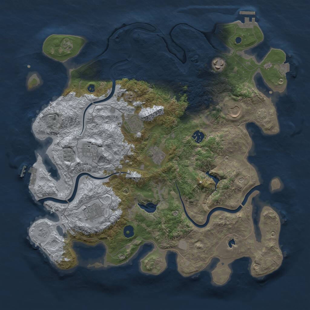 Rust Map: Procedural Map, Size: 4000, Seed: 65789345, 14 Monuments