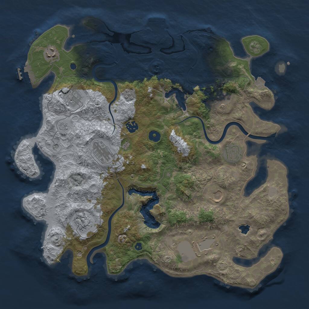 Rust Map: Procedural Map, Size: 4000, Seed: 121845, 16 Monuments