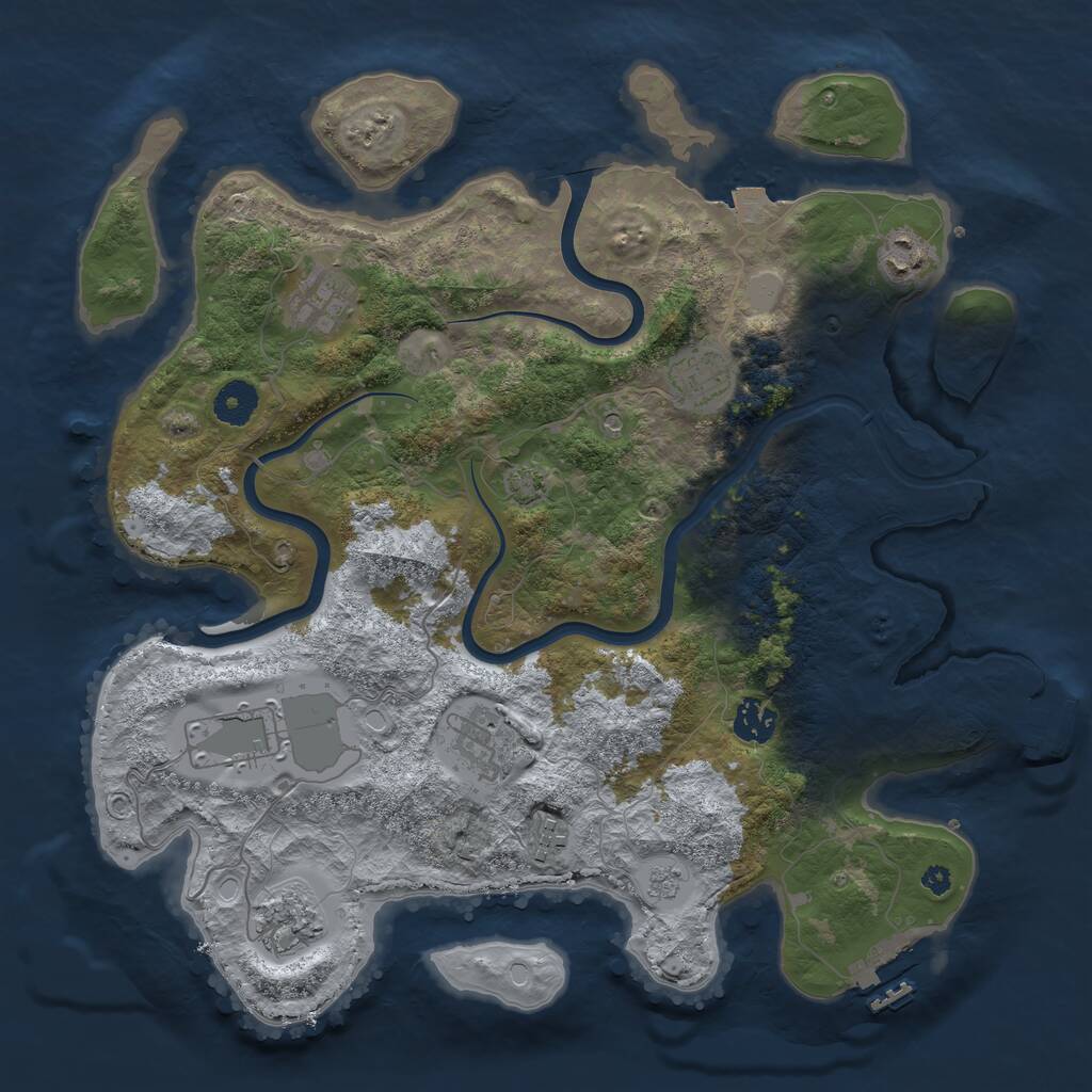 Rust Map: Procedural Map, Size: 3750, Seed: 452667752, 14 Monuments