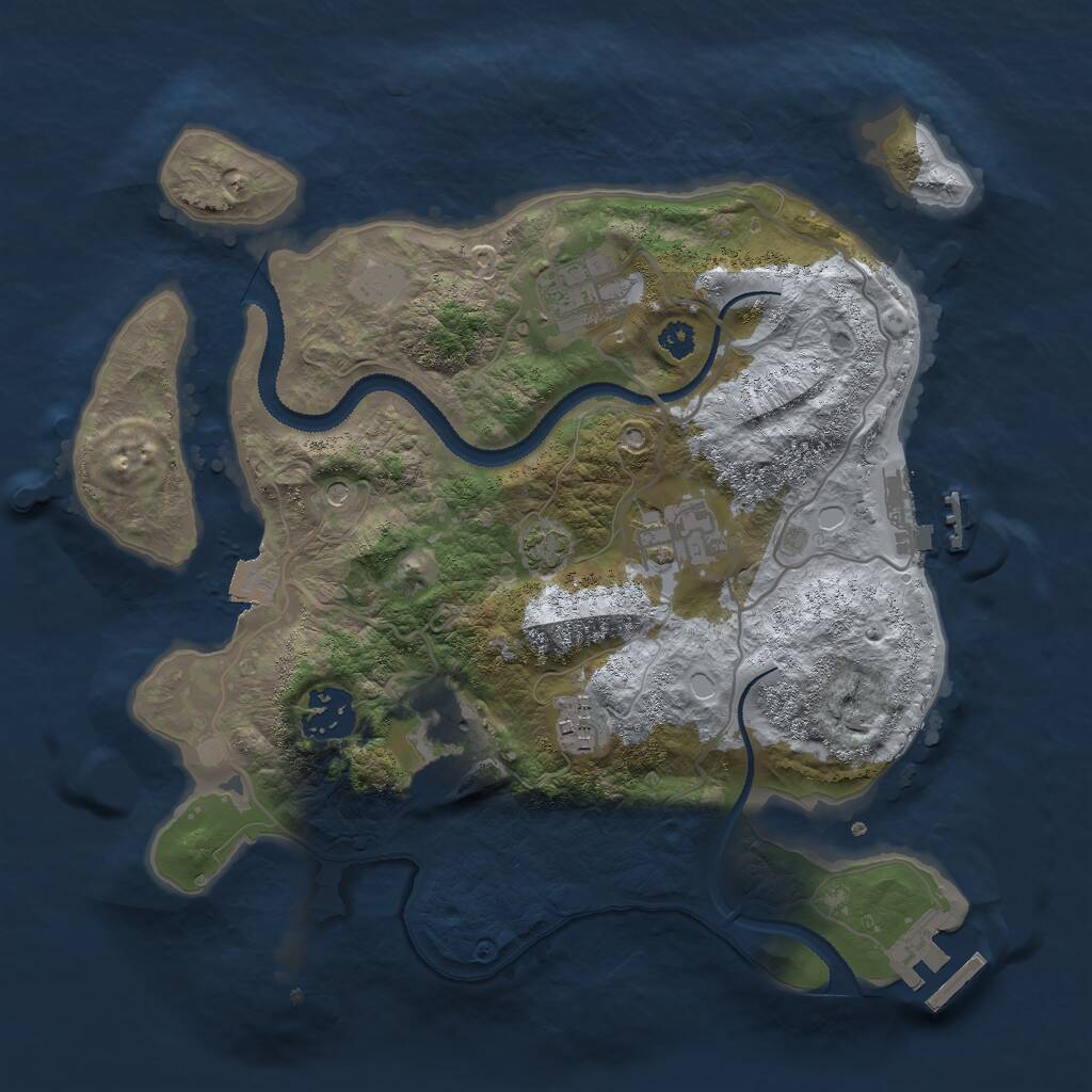 Rust Map: Procedural Map, Size: 3000, Seed: 20177, 10 Monuments