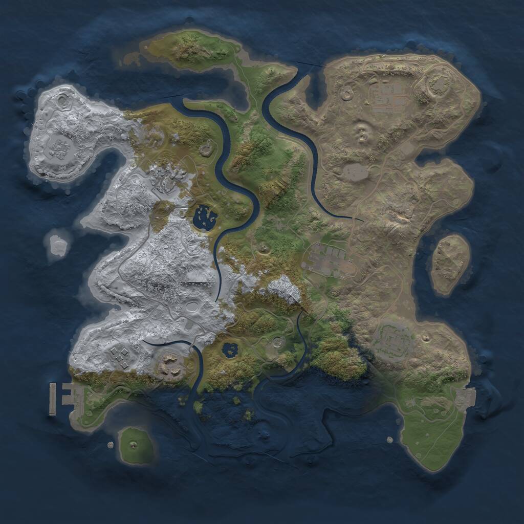 Rust Map: Procedural Map, Size: 3250, Seed: 1866971636, 12 Monuments