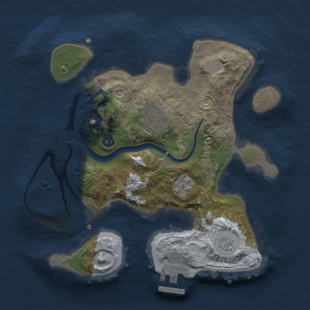 Rust Map: Procedural Map, Size: 2400, Seed: 2129160623, 6 Monuments