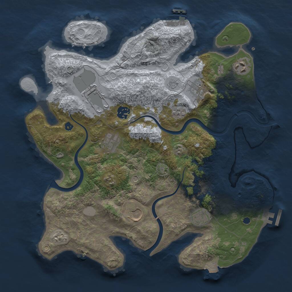 Rust Map: Procedural Map, Size: 3500, Seed: 305798461, 14 Monuments
