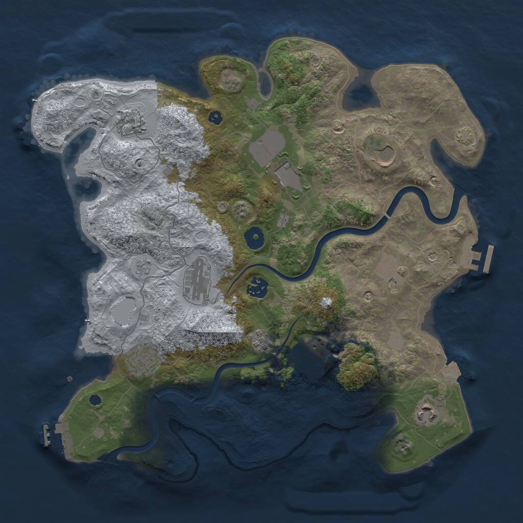 Rust Map: Procedural Map, Size: 3750, Seed: 666258898, 16 Monuments