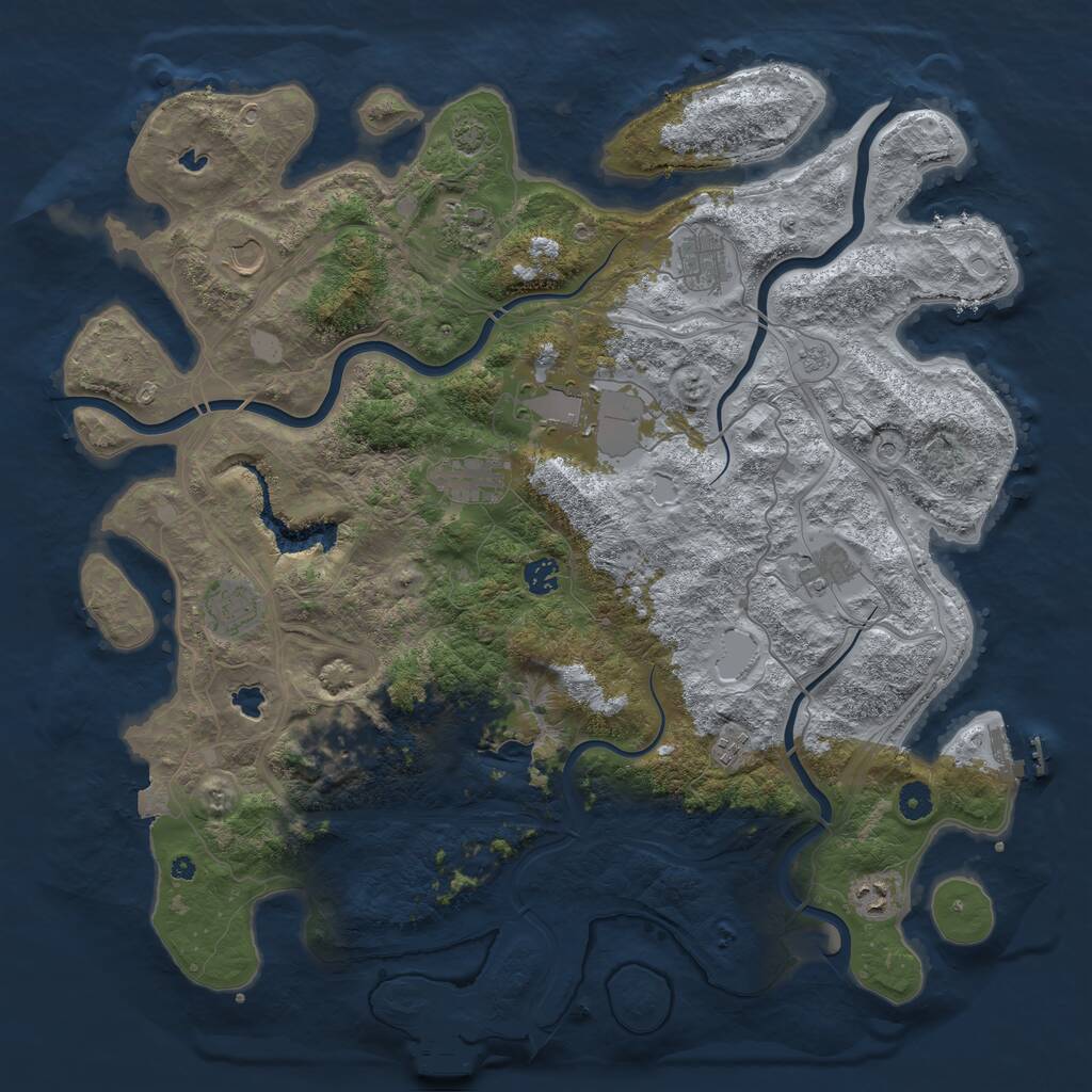 Rust Map: Procedural Map, Size: 4500, Seed: 268904417, 17 Monuments