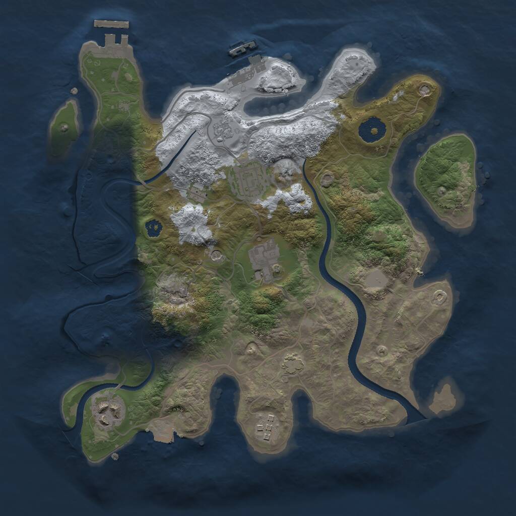 Rust Map: Procedural Map, Size: 3000, Seed: 2162, 10 Monuments