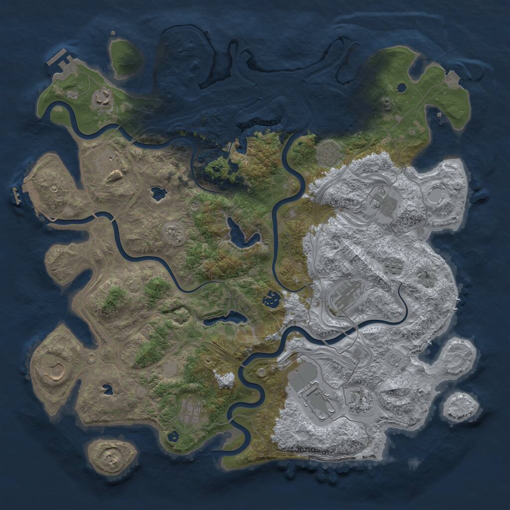 Rust Map: Procedural Map, Size: 4500, Seed: 1190594716, 17 Monuments