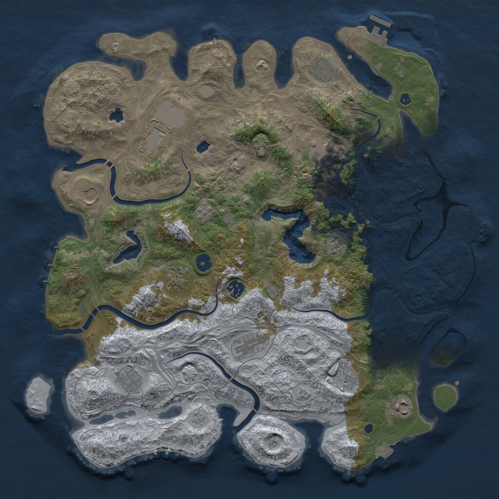 Rust Map: Procedural Map, Size: 4500, Seed: 1039302137, 17 Monuments