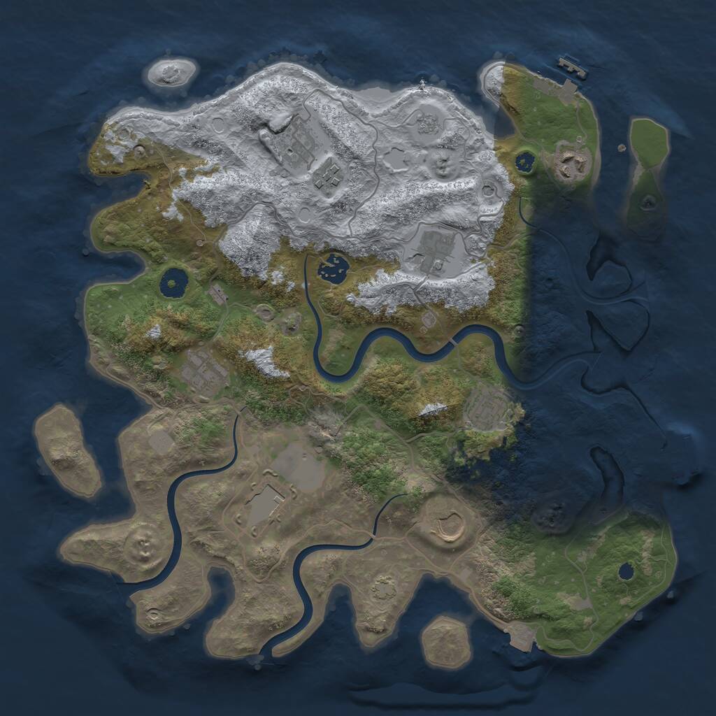 Rust Map: Procedural Map, Size: 3700, Seed: 1086556145, 15 Monuments