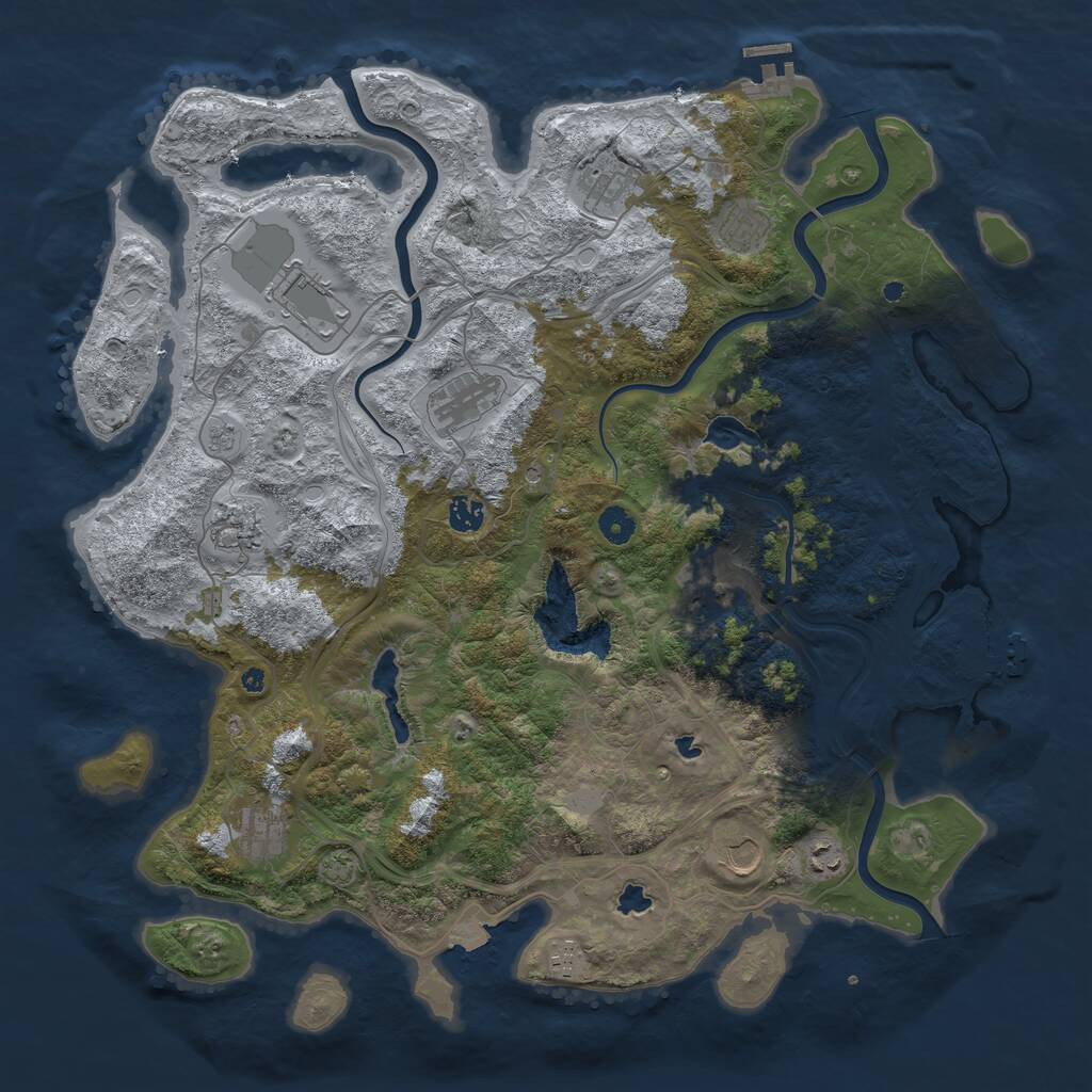 Rust Map: Procedural Map, Size: 4500, Seed: 1674170315, 17 Monuments