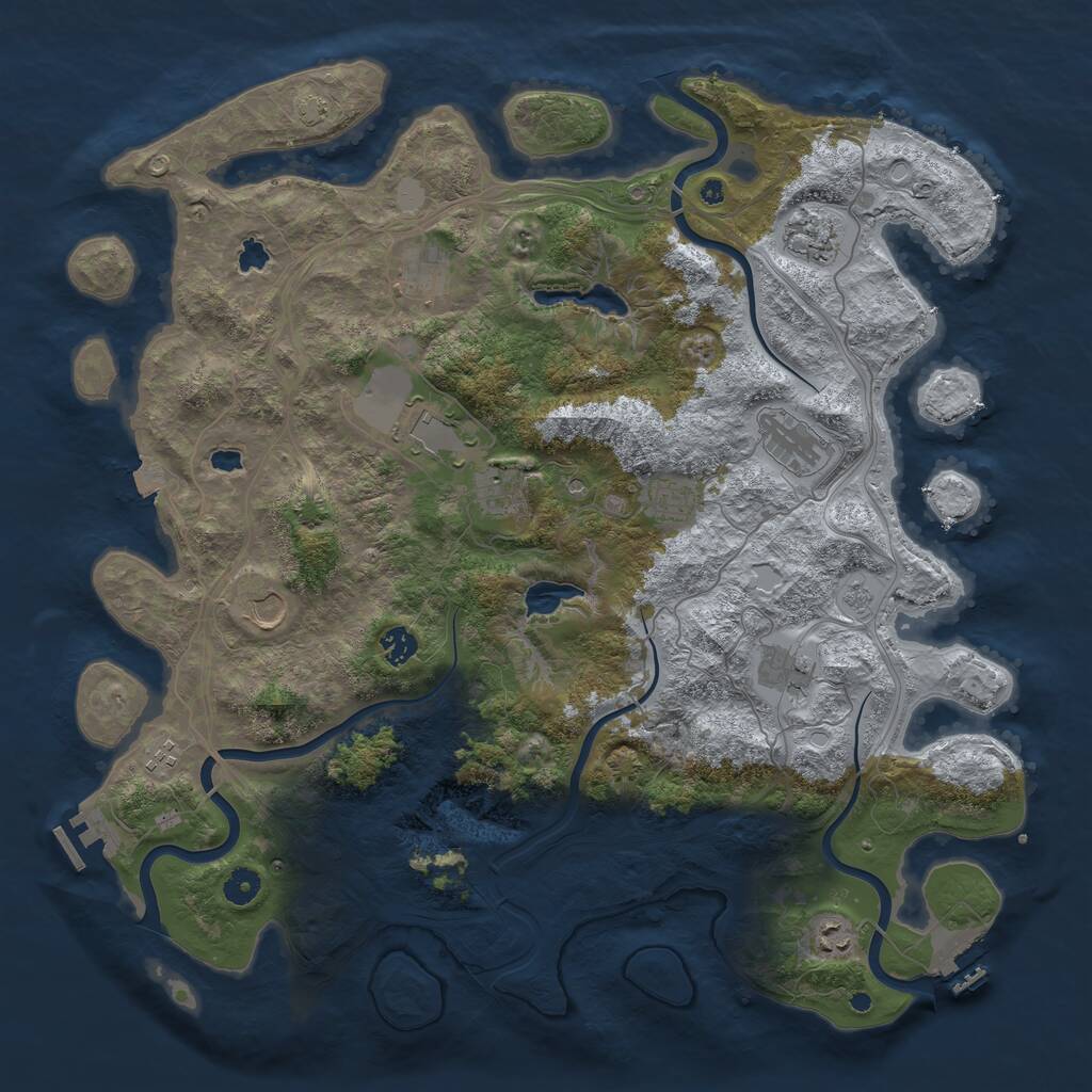 Rust Map: Procedural Map, Size: 4500, Seed: 77949851, 17 Monuments