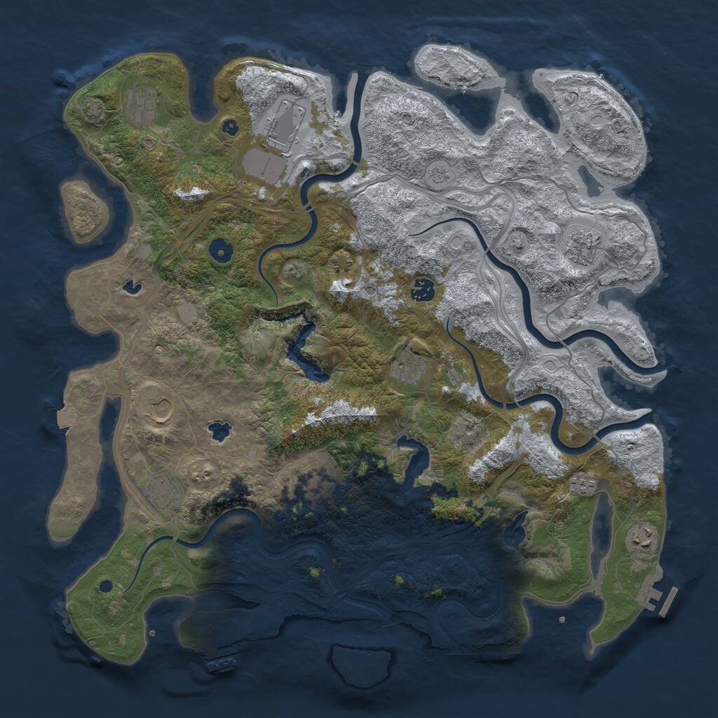Rust Map: Procedural Map, Size: 4500, Seed: 7652384, 16 Monuments