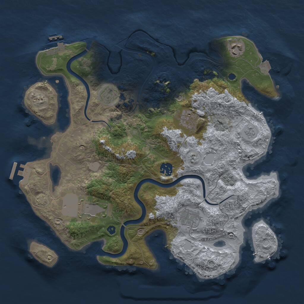 Rust Map: Procedural Map, Size: 3500, Seed: 3000000, 13 Monuments